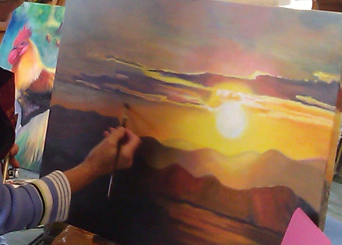 Painting class original acrylic sunset