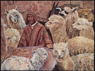 Peru alpaca painting 