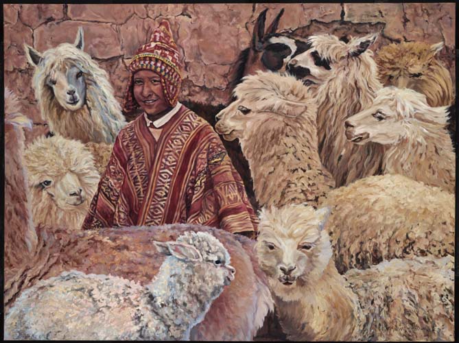 Peru shepherd alpaca art