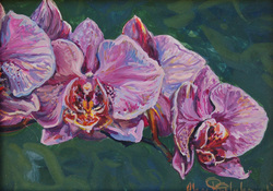 Painting of purple orchids