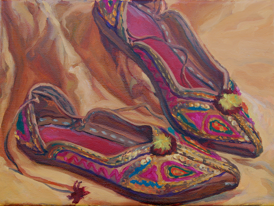 painting of east indian shoes