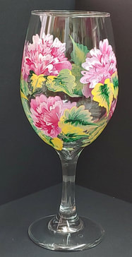 flower painted wine glasses
